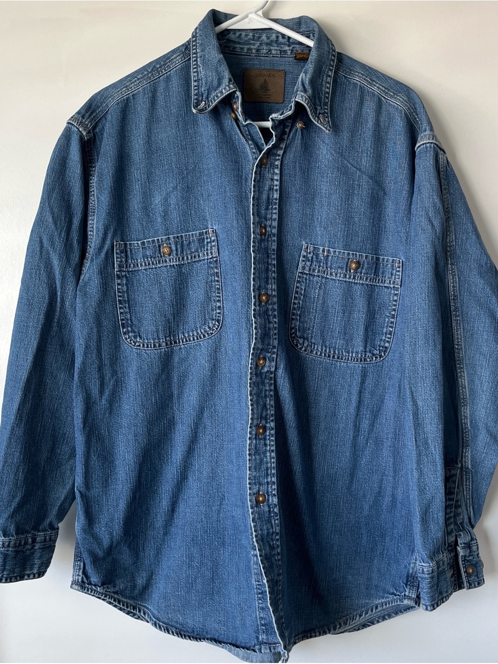 St. John’s Bay Denim Button-Up Shirt in Medium Blue
